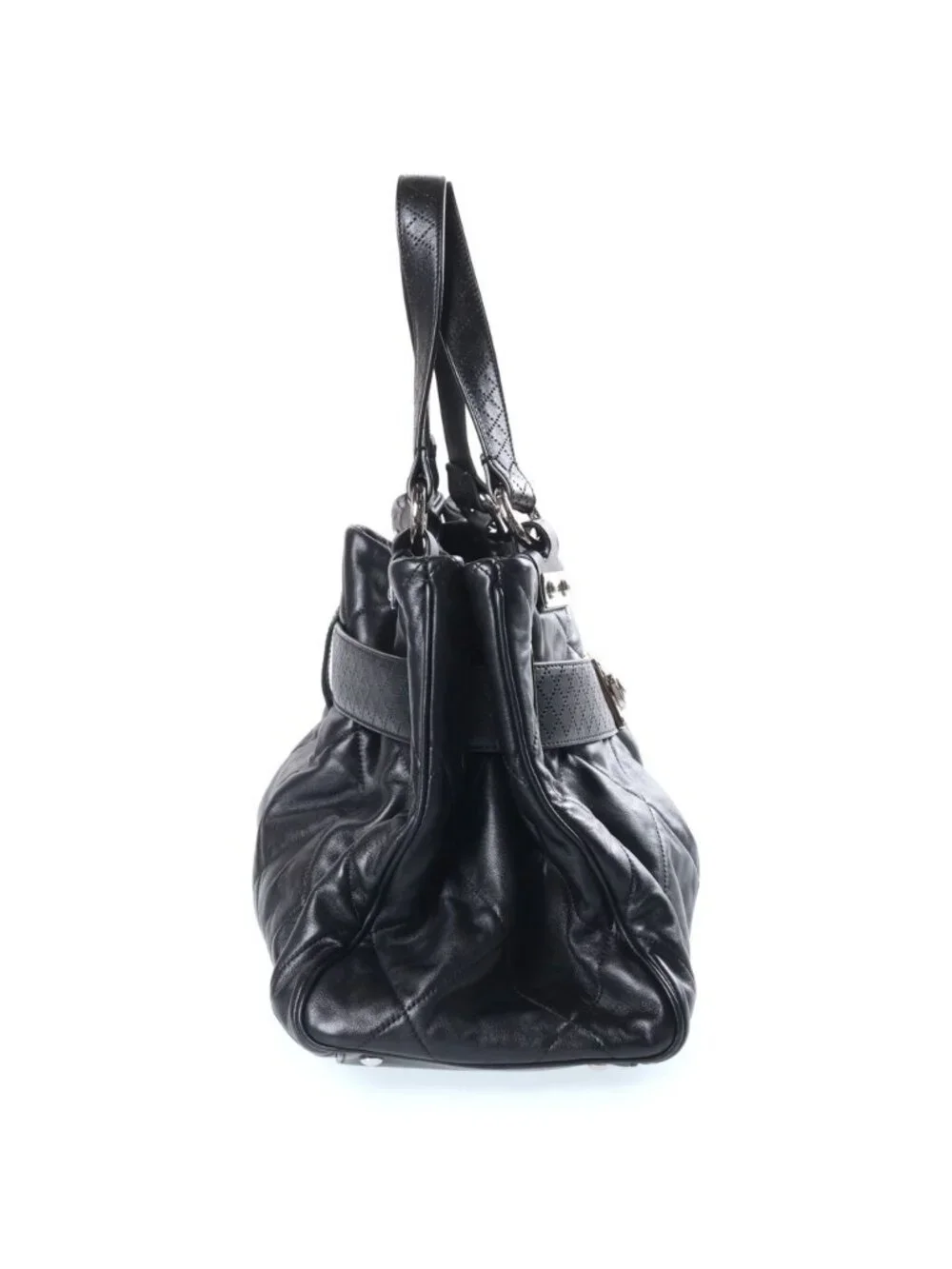 Chanel Paris London Door Latch Tote Bag Lambskin Black Silver 12